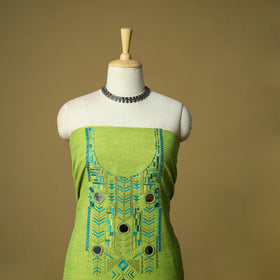 Mirror work embroidered cotton 3pc unstitched dress