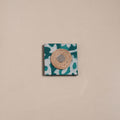 Green - mirror work handmade fabart jute magnet 05