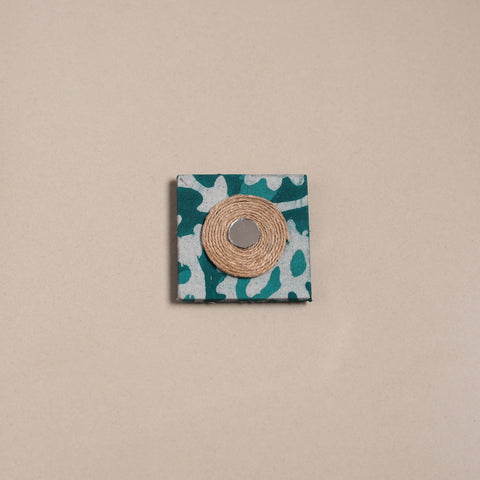 Green - mirror work handmade fabart jute magnet 05