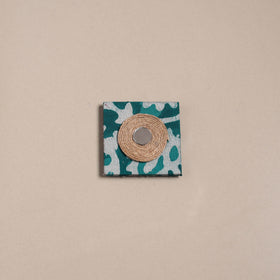 Green - mirror work handmade fabart jute magnet 05