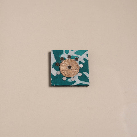 Green - mirror work handmade fabart jute magnet 24