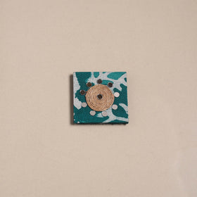 Green - mirror work handmade fabart jute magnet 24