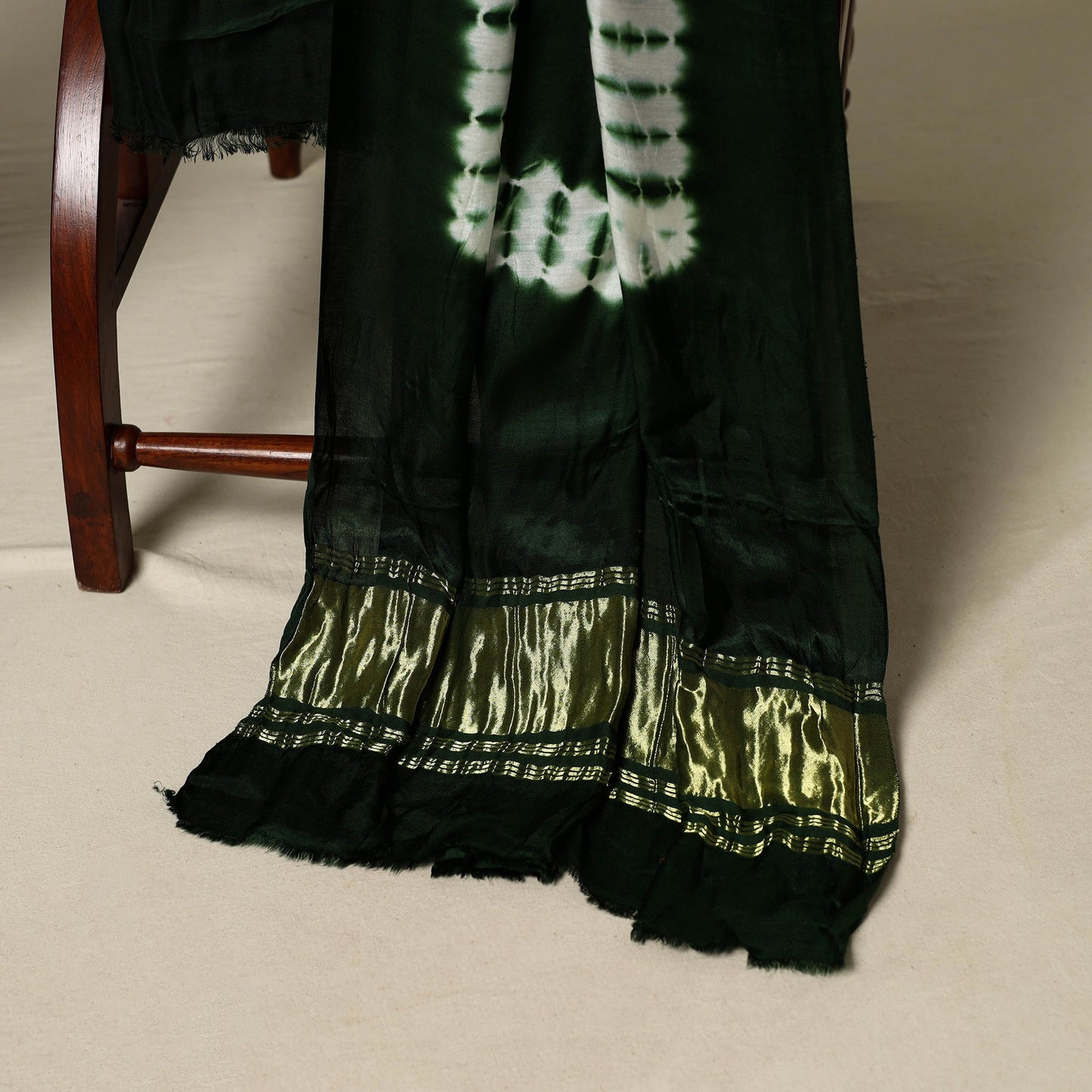 Green - modal silk 3pc unstitched shibori dress material 21