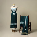 Green - modal silk 3pc unstitched shibori dress material 23
