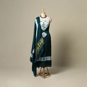 Green - modal silk 3pc unstitched shibori dress material 23