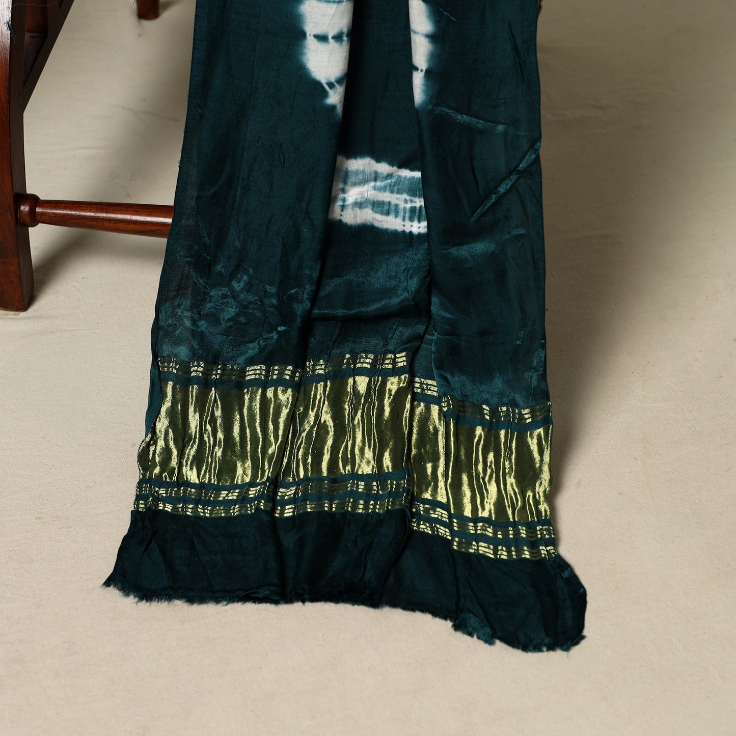 Green - modal silk 3pc unstitched shibori dress material 23