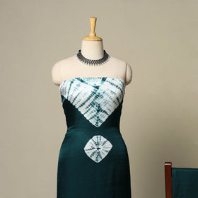 Green - modal silk 3pc unstitched shibori dress material 23