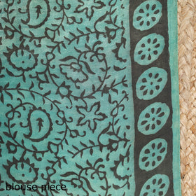 Green - modal silk hand bagru saree 10 - handcrafted