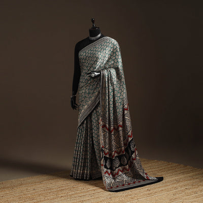 Modal silk hand bagru saree 33 - handcrafted