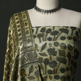 Modal silk hand block bagru print 2pc unstitched dress