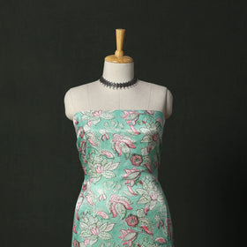Modal silk hand block sanganeri print 2pc unstitched dress