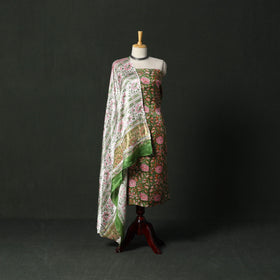 Modal silk hand block sanganeri print 2pc unstitched dress