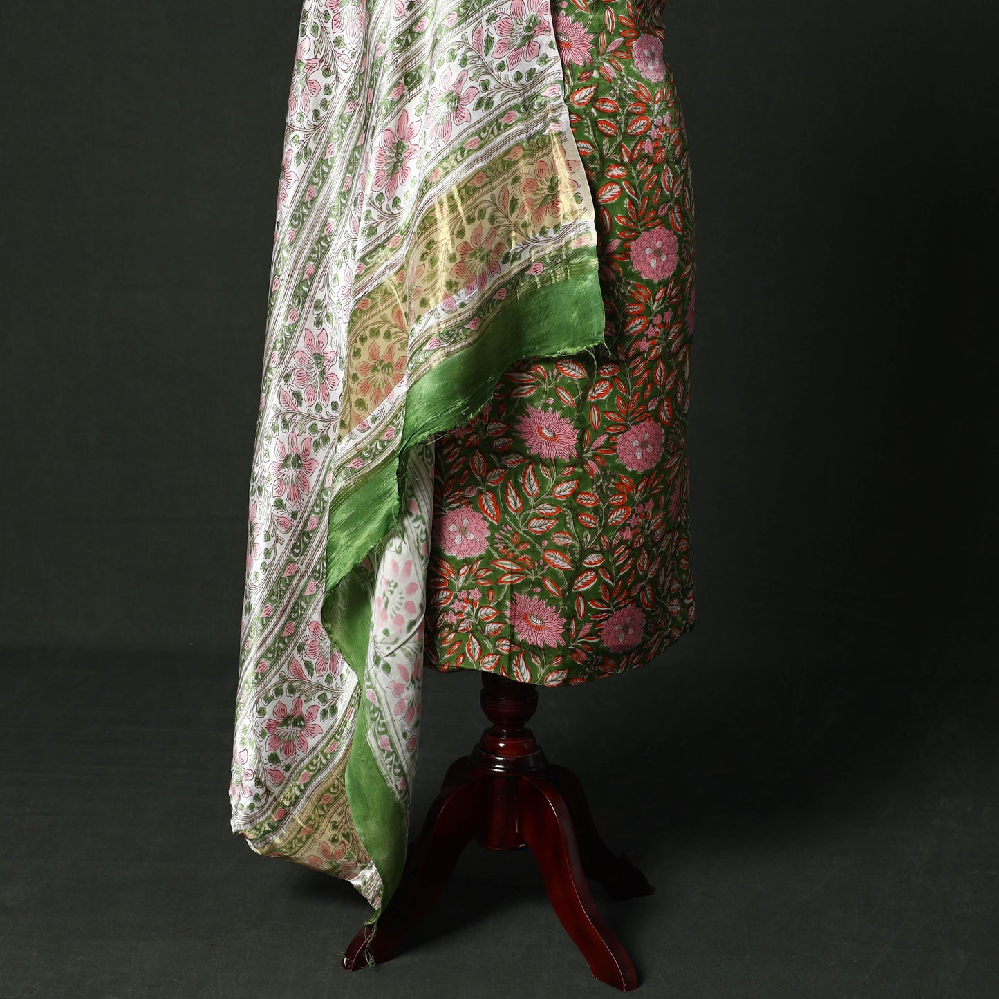 Modal silk hand block sanganeri print 2pc unstitched dress