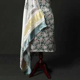 Modal silk hand block sanganeri print 2pc unstitched dress
