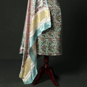 Modal silk hand block sanganeri print 2pc unstitched dress