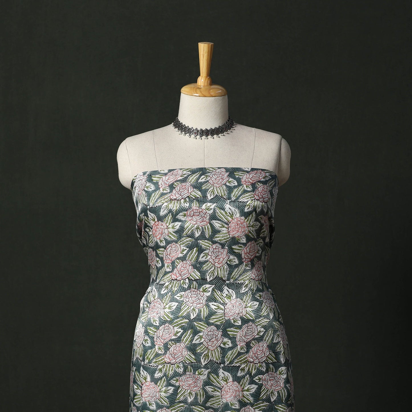 Modal silk hand block sanganeri print 2pc unstitched dress