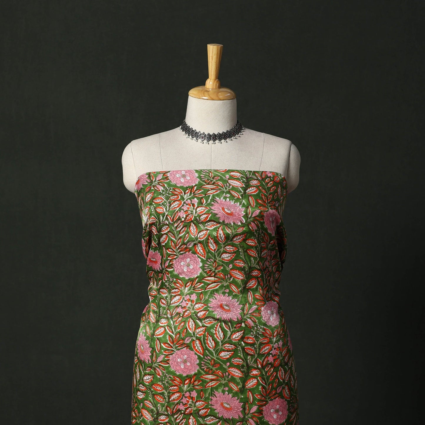 Modal silk hand block sanganeri print 2pc unstitched dress