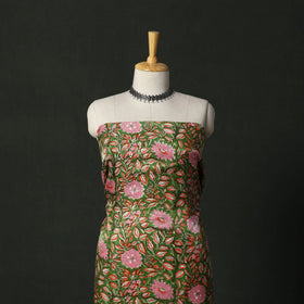 Modal silk hand block sanganeri print 2pc unstitched dress