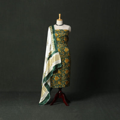 Modal silk hand block sanganeri print 2pc unstitched dress