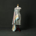 Modal silk hand block sanganeri print 2pc unstitched dress