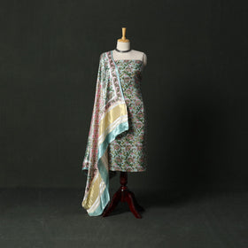 Modal silk hand block sanganeri print 2pc unstitched dress