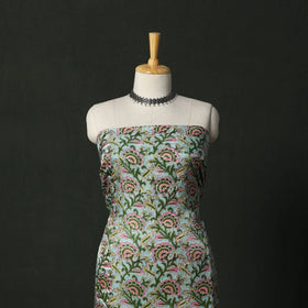 Modal silk hand block sanganeri print 2pc unstitched dress