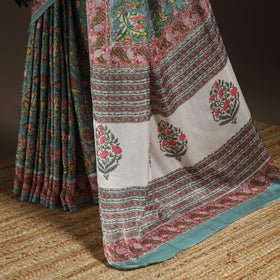 Modal silk hand sanganeri saree 02 - handcrafted