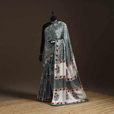 Modal silk hand sanganeri saree 05 - handcrafted