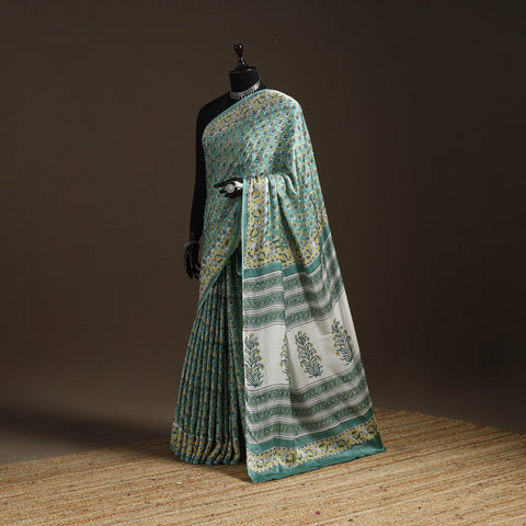 Modal silk hand sanganeri saree 07 - handcrafted