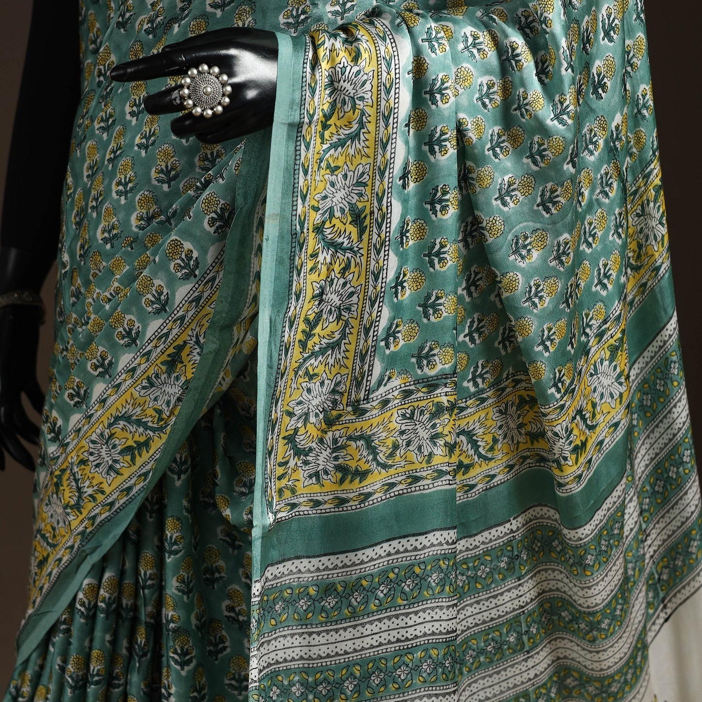 Modal silk hand sanganeri saree 07 - handcrafted