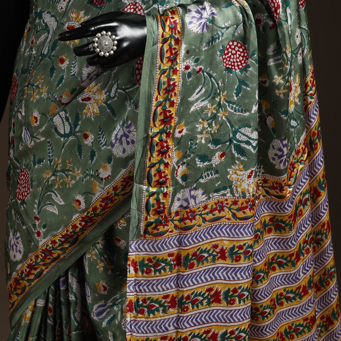 Modal silk hand sanganeri saree 08 - handcrafted