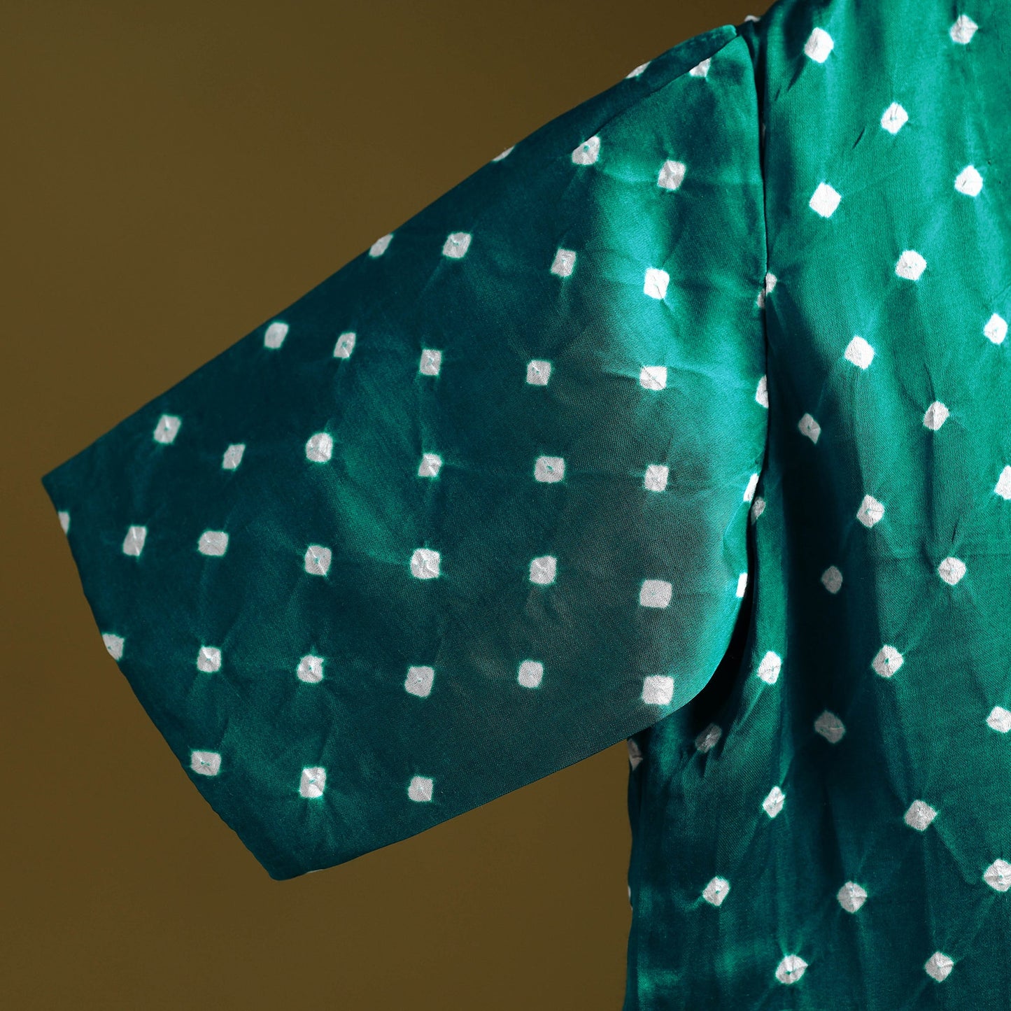Green - modal silk stitched tie-dye bandhani blouse 02