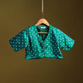 Green - modal silk stitched tie-dye bandhani blouse 02