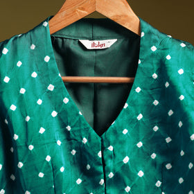 Green - modal silk stitched tie-dye bandhani blouse 02