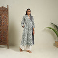 Mosaic Fusion Cotton A-Line Lace Work Green Sanganeri Kurta for Women