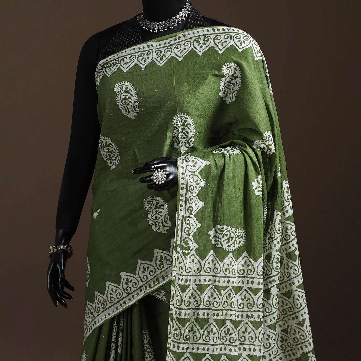 Mul cotton hand batik saree 05 - handcrafted