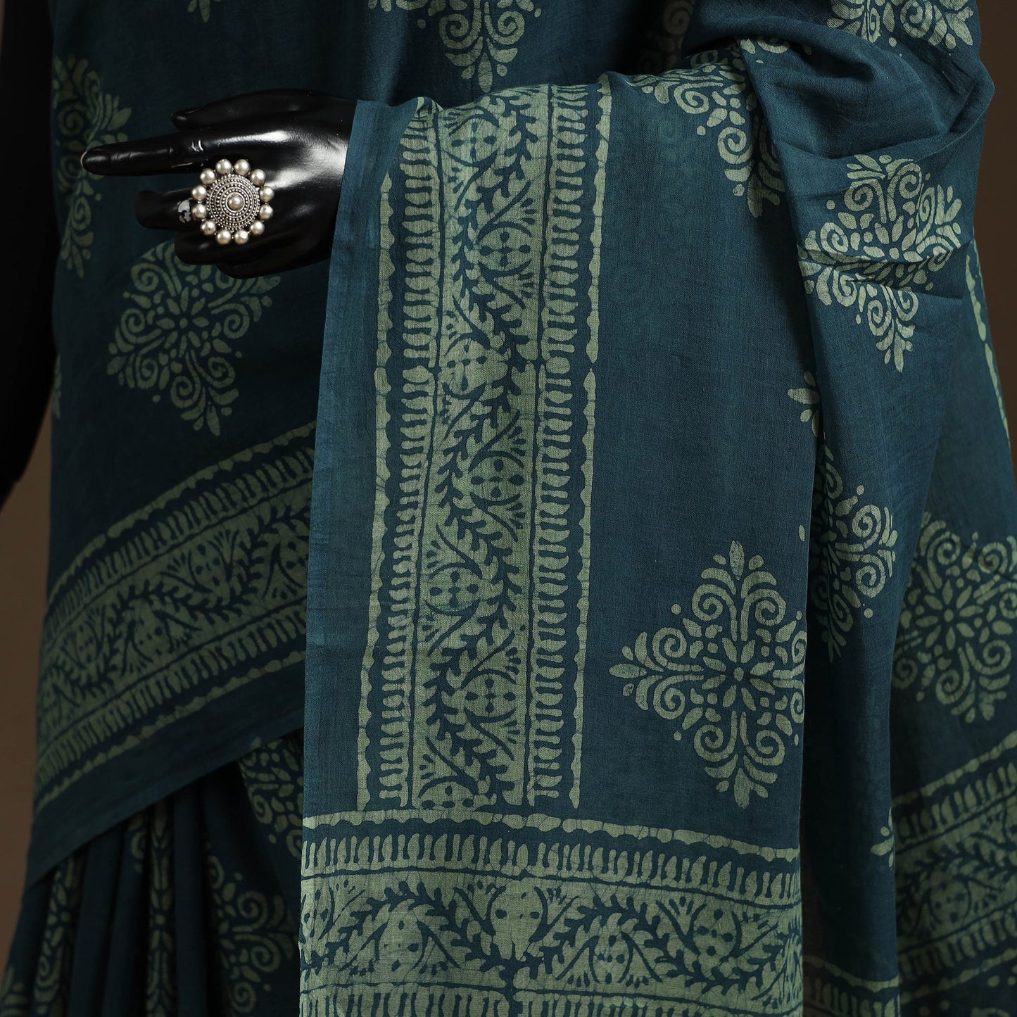 Green - mul cotton hand batik saree 11 - handcrafted