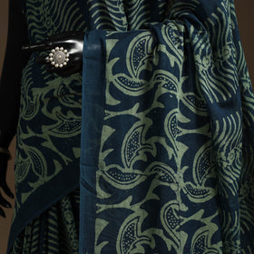 Green - mul cotton hand batik saree 13 - handcrafted