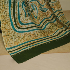 Green - mul cotton hand batik saree 13 - handcrafted