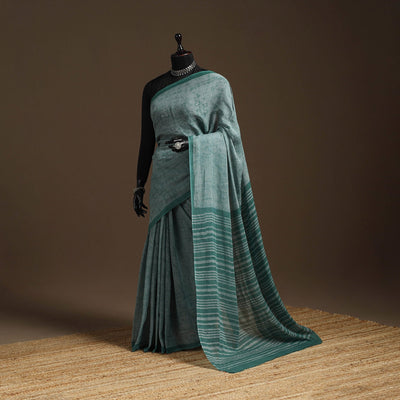 Green - mul cotton hand batik saree 18 - handcrafted