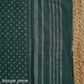 Green - mul cotton hand batik saree 18 - handcrafted