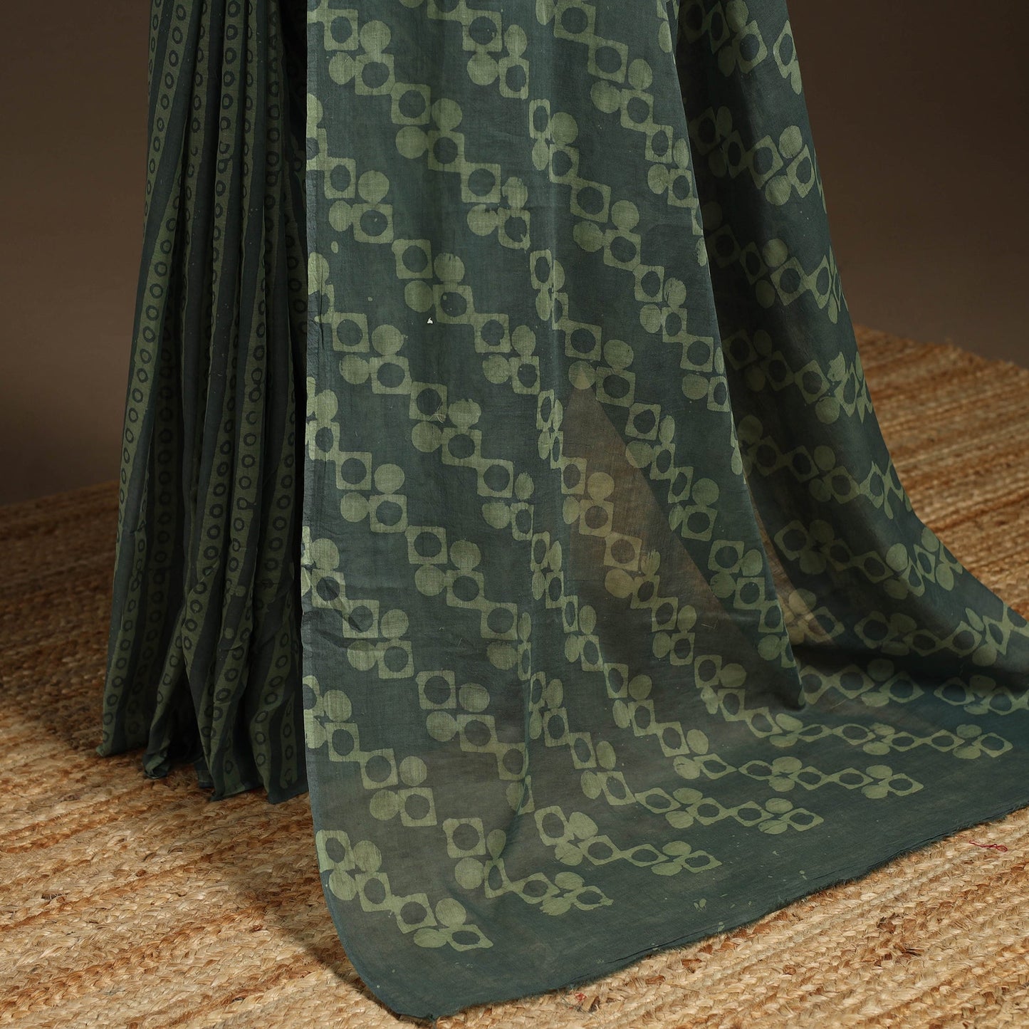 Green - mul cotton hand batik saree 20 - handcrafted