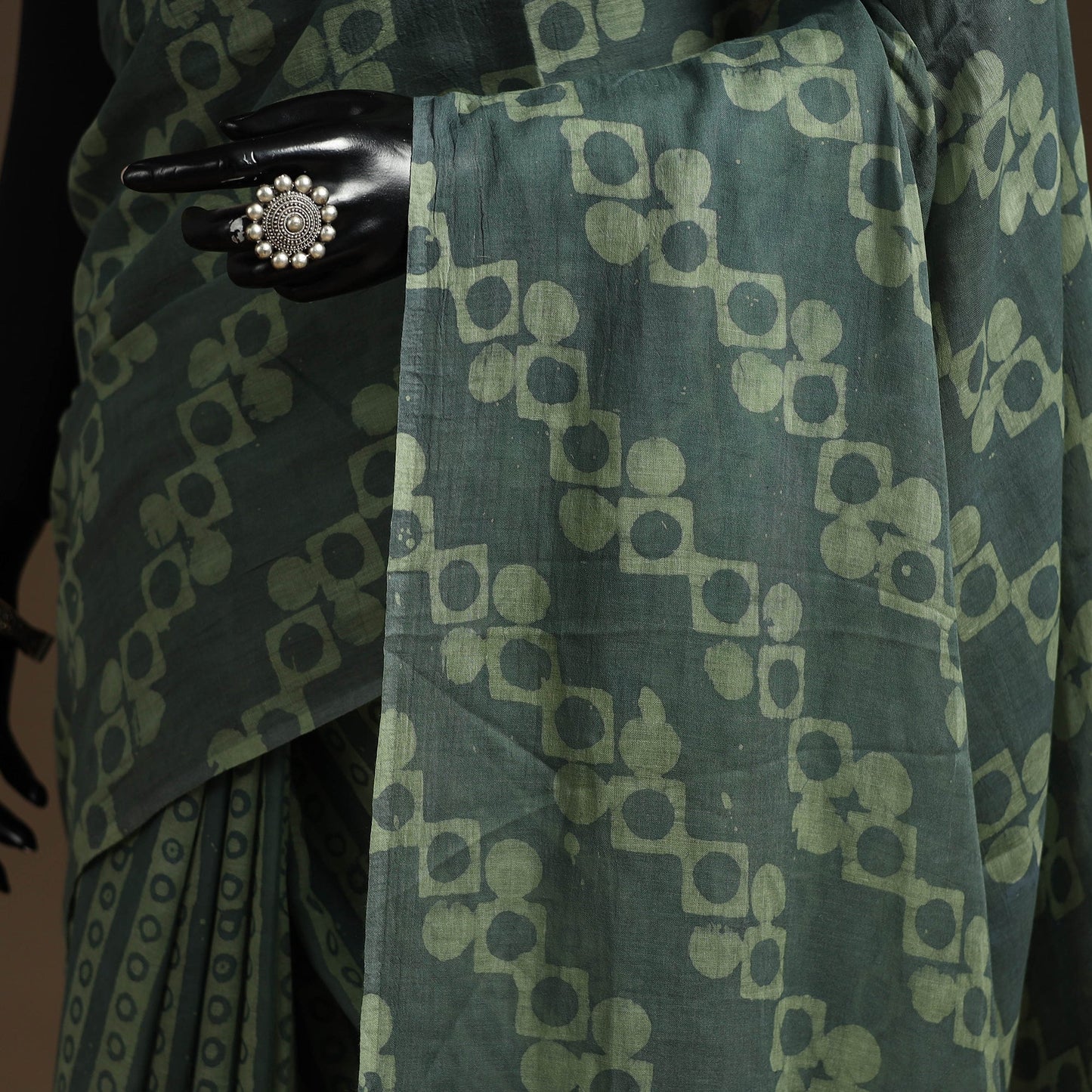 Green - mul cotton hand batik saree 20 - handcrafted