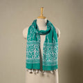 Buy Green Mul Cotton Hand Batik Print Stole with Tassels