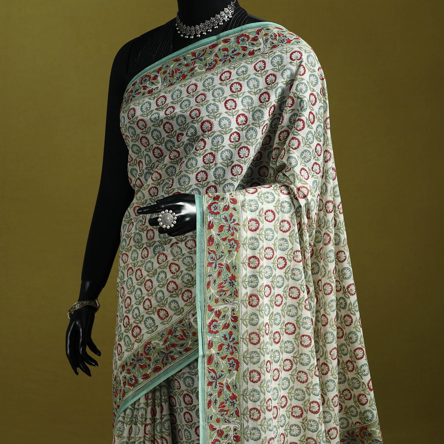 Mul cotton hand sanganeri saree 07 - handcrafted