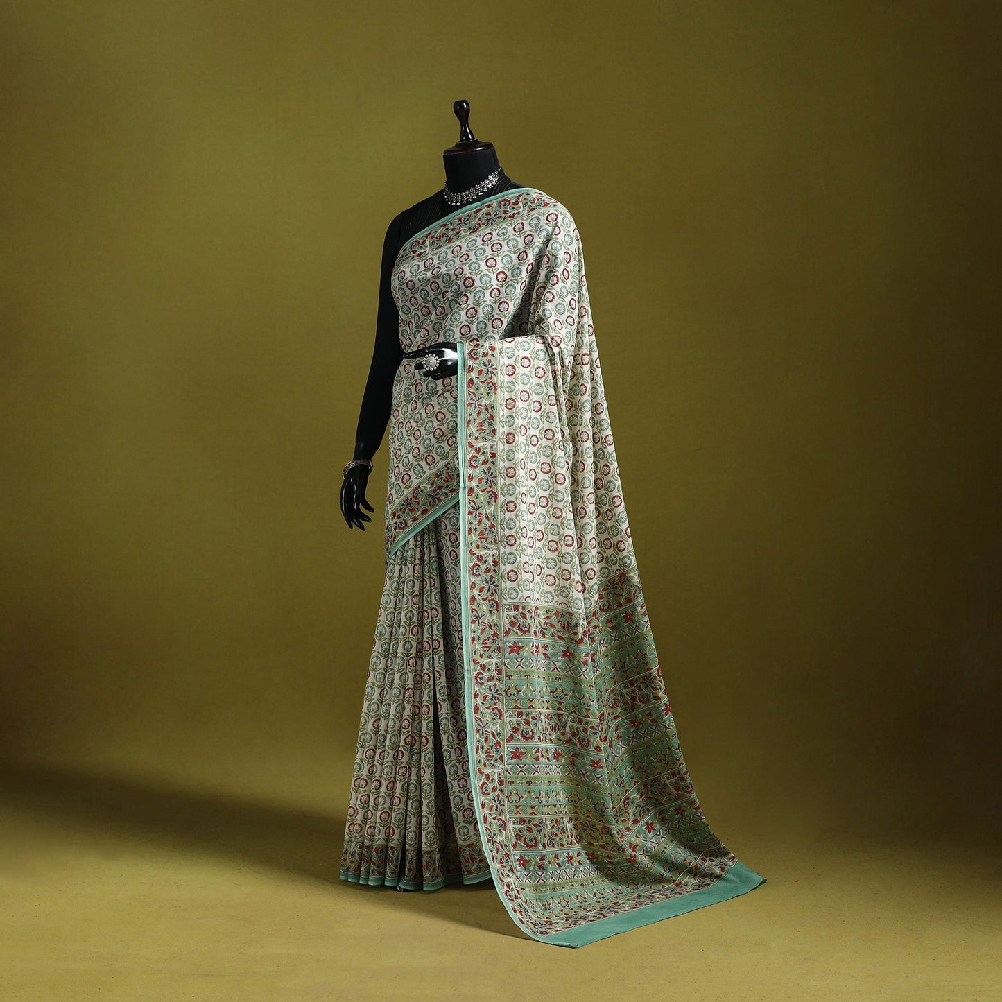 Mul cotton hand sanganeri saree 07 - handcrafted