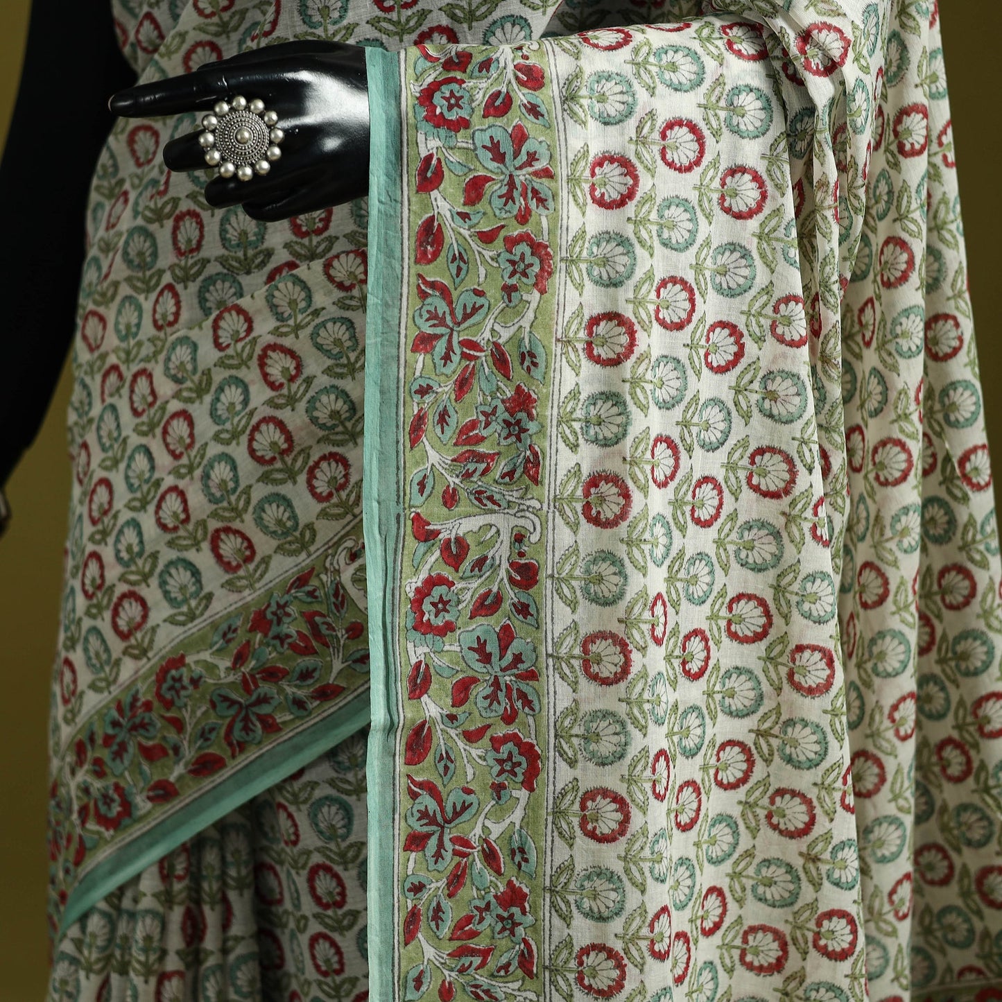 Mul cotton hand sanganeri saree 07 - handcrafted