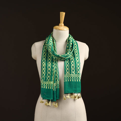 Mul cotton kutch hand batik stole with tassels 12