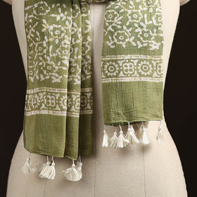 Mul cotton kutch hand batik stole with tassels 08