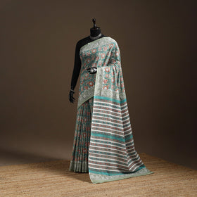 Green - mul cotton sanganeri saree 08 - handcrafted